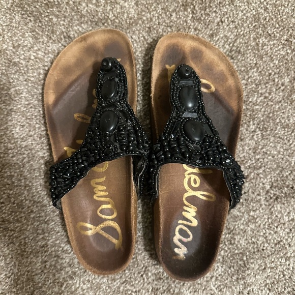 SAM EDELMAN Beaded Black Sandals - Picture 1 of 1